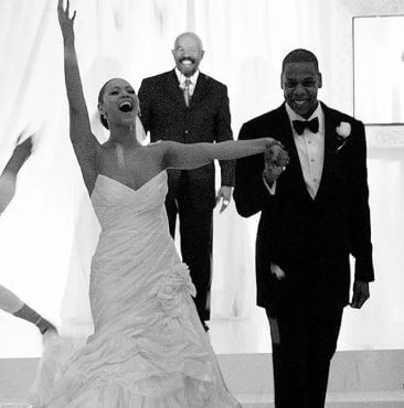 Gloria Carter's son, Jay Z and daughter-in-law, Beyonce on their wedding day.